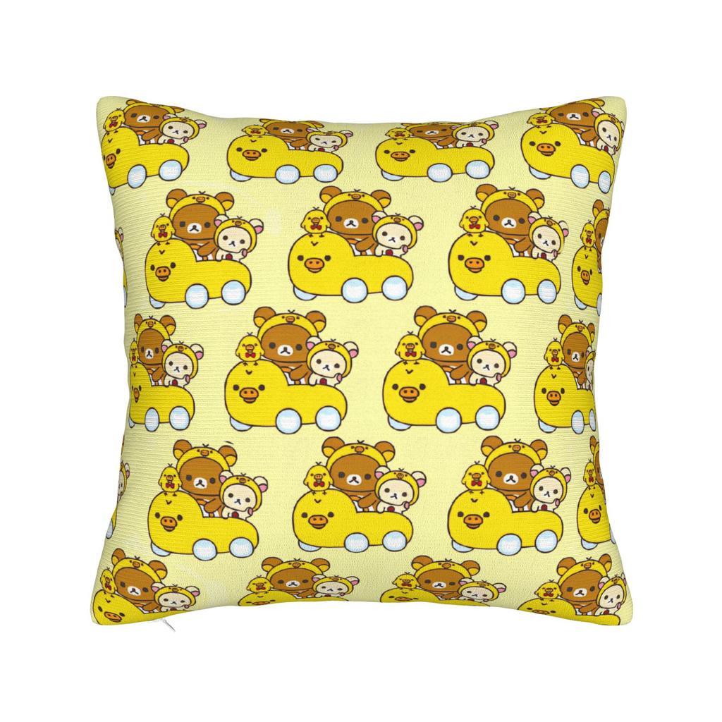 Rilakkumas Cartoon Square Pillow Covers Polyester Home Cushion Cover Funny Decorative Throw Pillow Case 4040