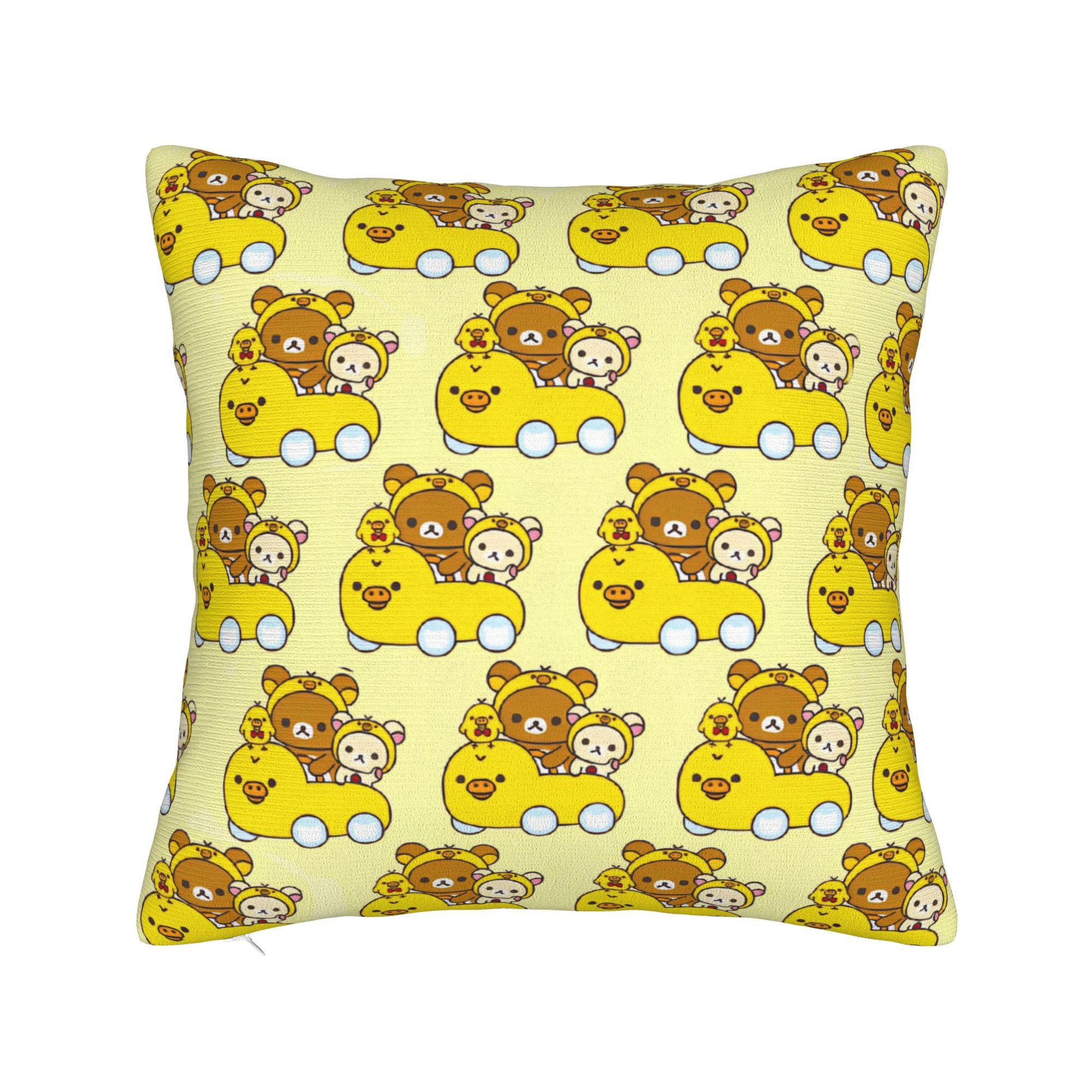 

Rilakkumas Cartoon Square Pillow Case Kawaii Cushion Cover Vintage Zipper Decor Pillowcase for Seat 45x45cm 30x30cm 12x12in