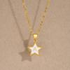 Initial Alphabet A-Z 26 Letter Star Pendant Necklaces for Women,Cute Romantic Stainless Steel Charm Necklace Name Collar Jewelry