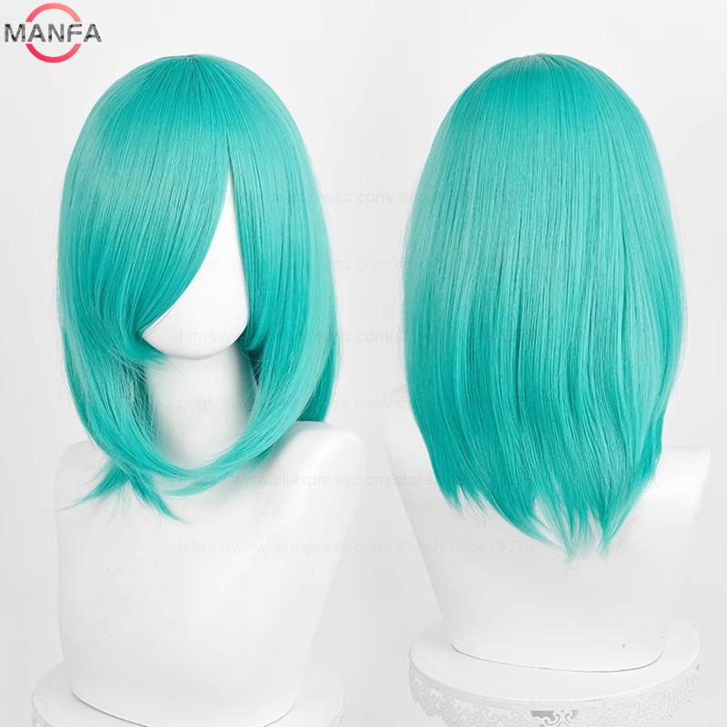 40cm Medium Basic Anime Cosplay Wig Bang Blond  Black White Red Pink Green Brown Gold Blue Heat Resistant Synthetic Hair Wigs