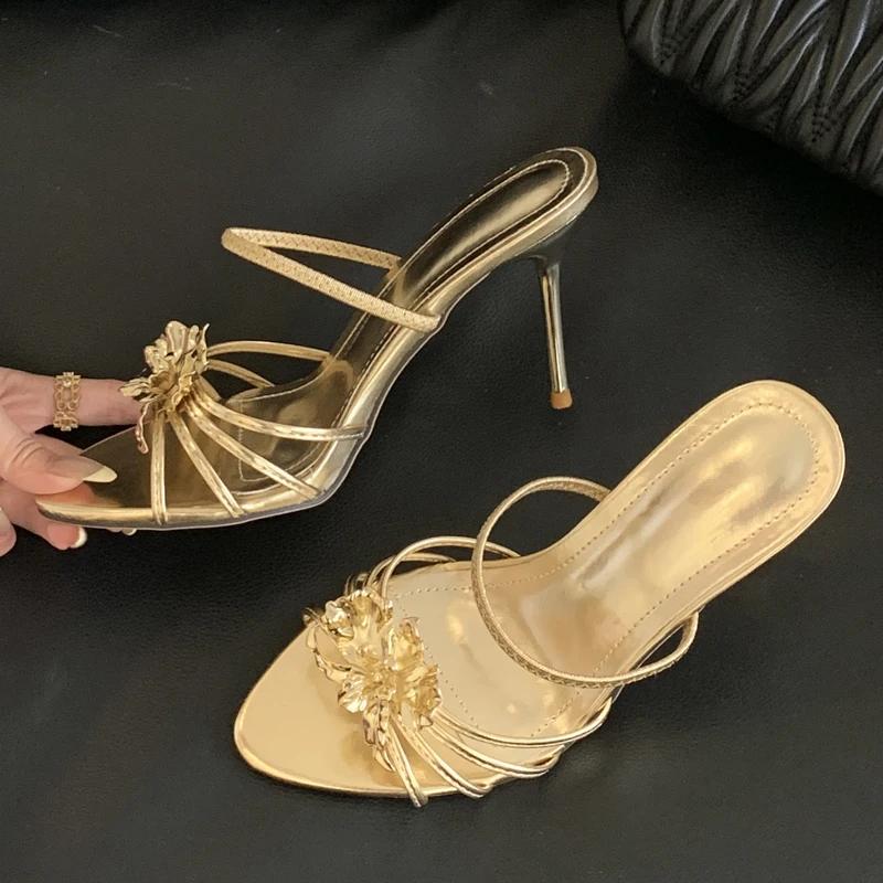 Fashion Eilyken Fashion Thin High Heels Woman Slippers Design Style Sexy Narrow Band Pointed Toe Party Stripper Slides Shoes