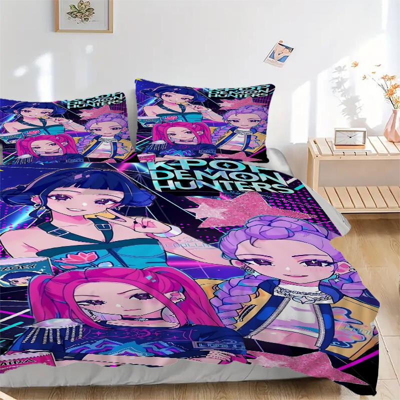 3-teilige Kpop Dämonenjäger Bettwäsche-Sets Für Alle Größen Neu 3D-Druck Bettbezug Steppdecke Bettbezug Kissenbezug Schlafzimmerdekoration