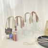 1pc Clear Plastic Tote Bag with Handle Transparent Travel Cosmetic & Jewelry Organizer, Multi-Compartment Storage Handbag for Women