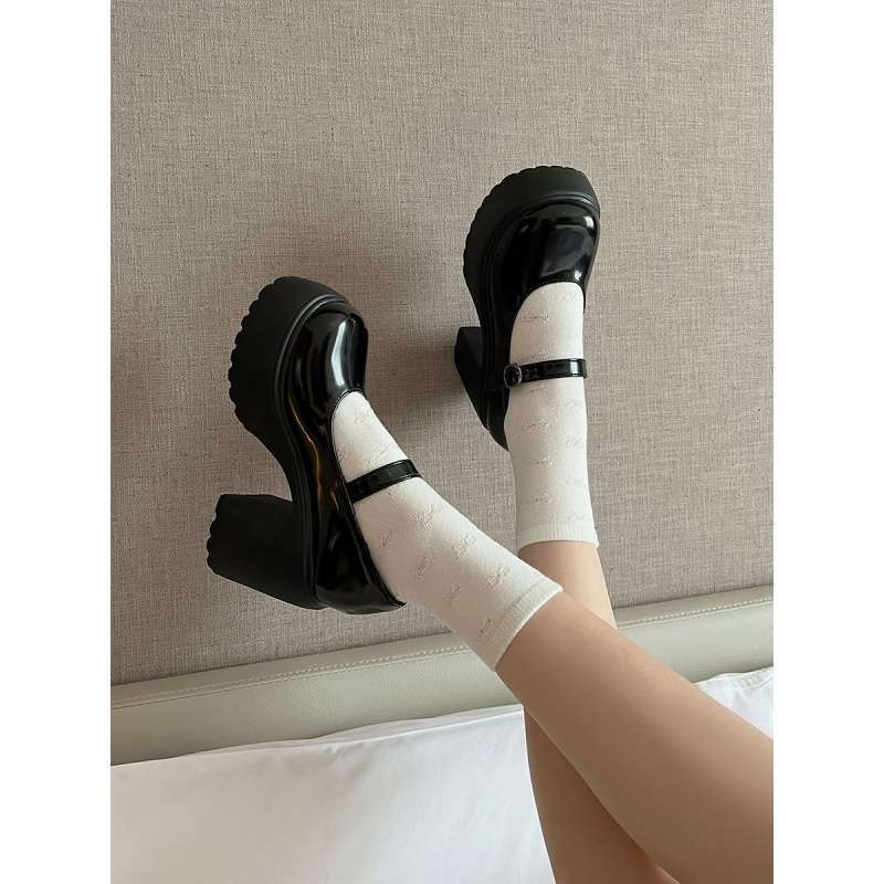 White small fragrant style thick heel high heels women's new spring and autumn 2025 small French Mary Jane shoes
