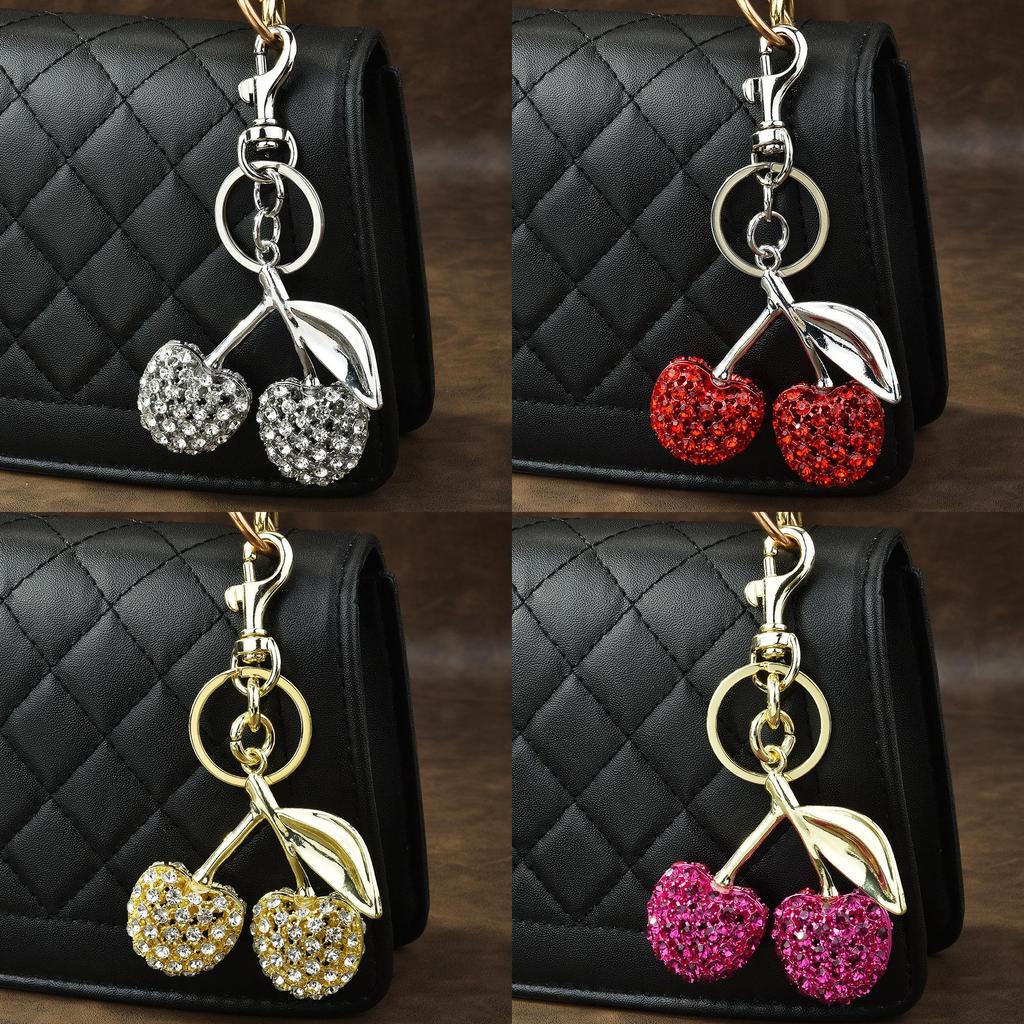 Cherry Keychain Jewelry Gift For Women With Diamond Embellishments For Fashion Accessories