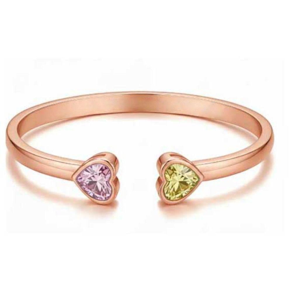 Herzförmiges Kristall Offenes Armband Zweifarbiges Armreifarmband Neuer Handgelenkschmuck Damen Mädchen