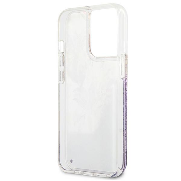 Guess Guhcp13Llflsu Iphone 13 Pro / 136,1 Fioletowy/Purple Hardcase Flower Liquid Glitter