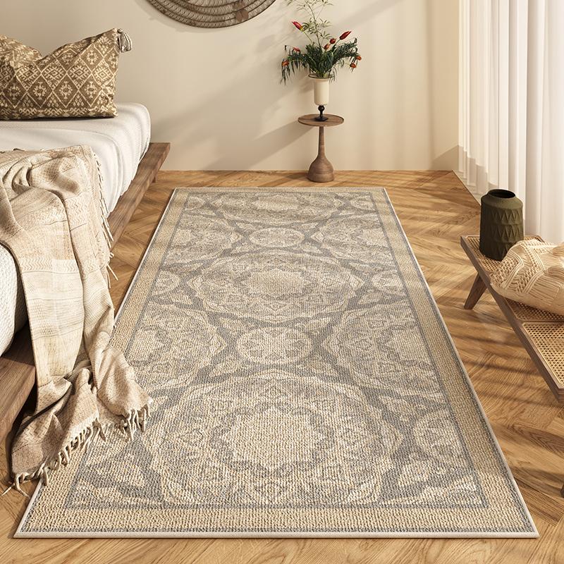 

Bohemian Ethnic Style Bedroom Bedside Carpet Retro Beige Geometric Pattern Decorative Rugs Comfortable Easy To Care for Home Rug 50x80cm