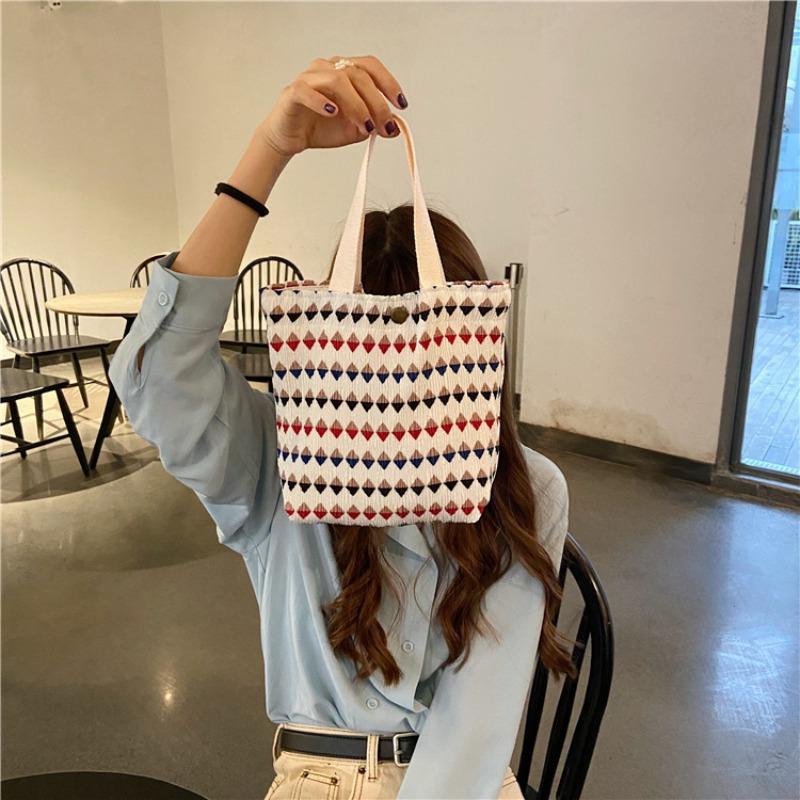 12 small fresh and cute small cloth bags women's wrinkled cloth printed handbags Bento bags