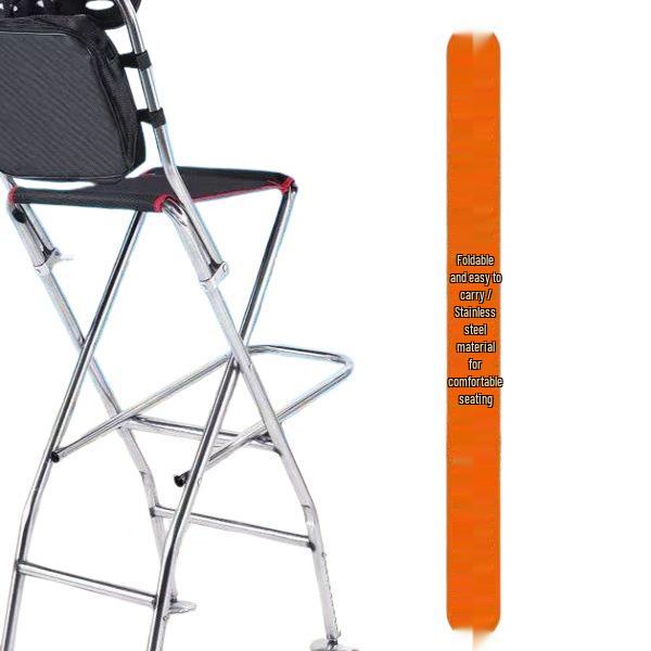 Foldable Stainless Steel Bridge Fishing Chair - Heightened Design for Raft and Bridge Fishing