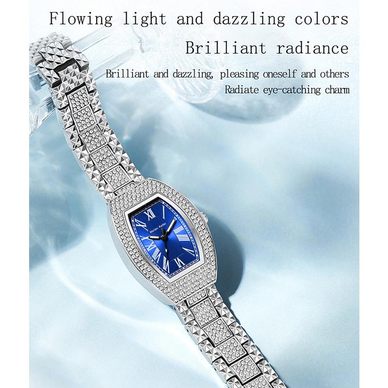 Tonneau Full Diamond Luxury Women Watches Quartz Fashion Ladies Bracelet Wristwatch Females Gifts Relogio Feminino