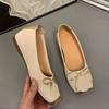 French 2025 Autumn New Soft-soled Square Head Shallow Mouth Bow Flat-soled Ballet Shoes Chinese Retro Single Shoes Women