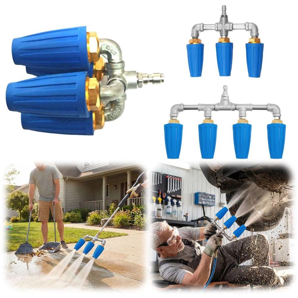 1/4 Inch Quick Connector Turbo Nozzle 360-Degree Rotation Triple Turbine Nozzle  Lawn