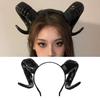Realistic Halloween Devil Headband Gothic Goat Horn Hair Hoop Black Demon Horn Headwear  Adults