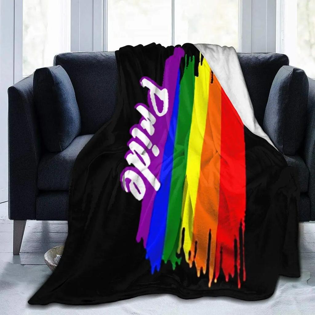Kuscheldecken LGBT Gay Pride Lesbisch Regenbogen Flanelldecke für Couch Sofa Decken Große Bettwäsche Geschenke für Weihnachten Neujahr