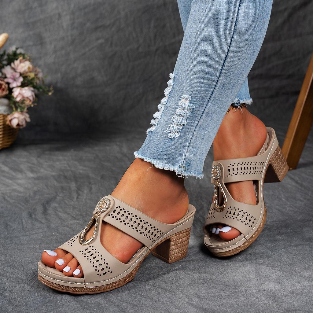 36-43 Summer Fashion Women Slip on Platform Peep Toe Plus Size Shoes for Women 36-43 Non-slip High Heel Sandals Women Slippers