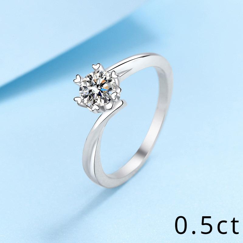 Inel argint S925 pentru femei 30 minute 50 minute moissanite inel fulg de nea placat cu aur pt950 Inel de nunta, inel de propunere, cadou pentru iubita