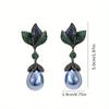 1Pair Fashion Vintage Style Flower Faux Pearl Decor Earrings, Banquet Party Ear Jewelry, Gift For Friend