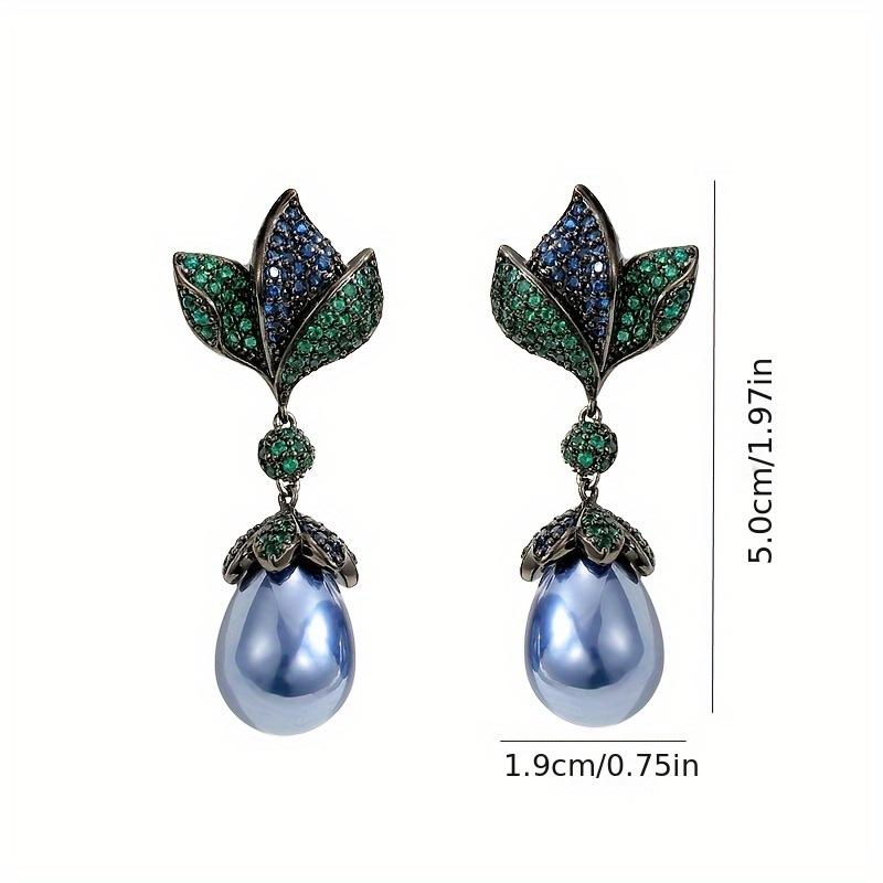 1Pair Fashion Vintage Style Flower Faux Pearl Decor Earrings, Banquet Party Ear Jewelry, Gift For Friend