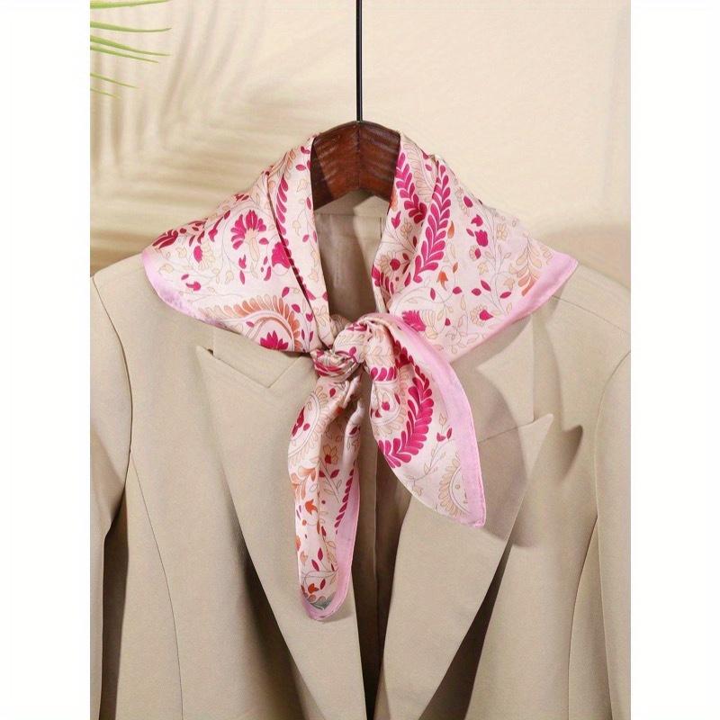 1pc Women Silky Paisley Floral Print 70cm Square Scarf, Versatile Bandana, Waist Tie, Hair Accessory, Fashion Neckerchief