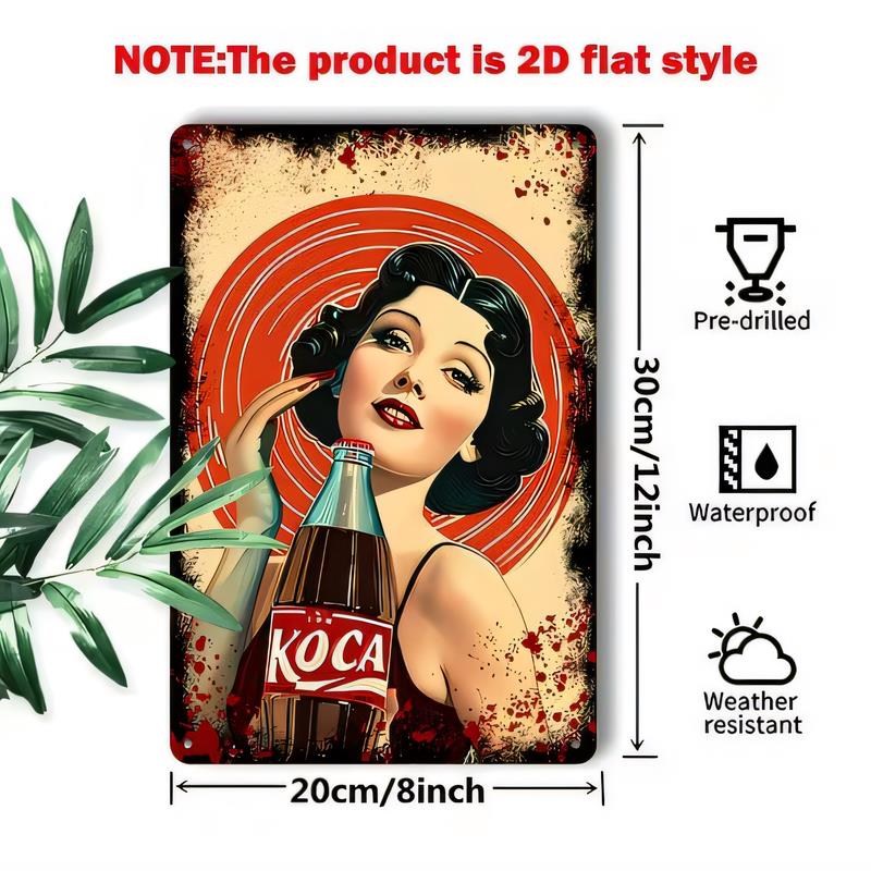 Tin Sign Vintage Girl Metal Poster Wall Art Retro Pub Bar Kitchen Garage Decor Waterproof Weather Resistant Pre Drilled Gift