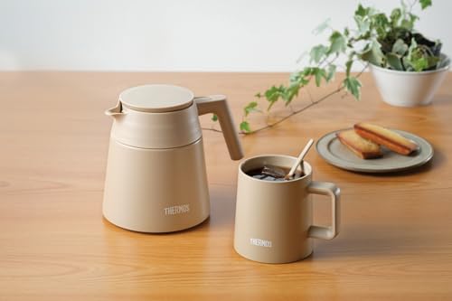 Thermos Vacuum Insulated Mug, 350ml, Perfect for Cafe Latte, Dishwasher Safe, Stain-Resistant Ceramic Interior, Coffee Cup with Stirrer, JDZ-350 CL