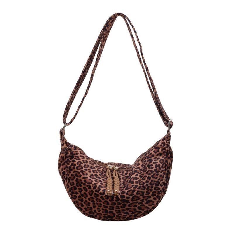 Autumn Winter 2025 Leopard Print Women's Crossbody Dumpling Bag - Retro, Versatile, Trendy Brown Handbag