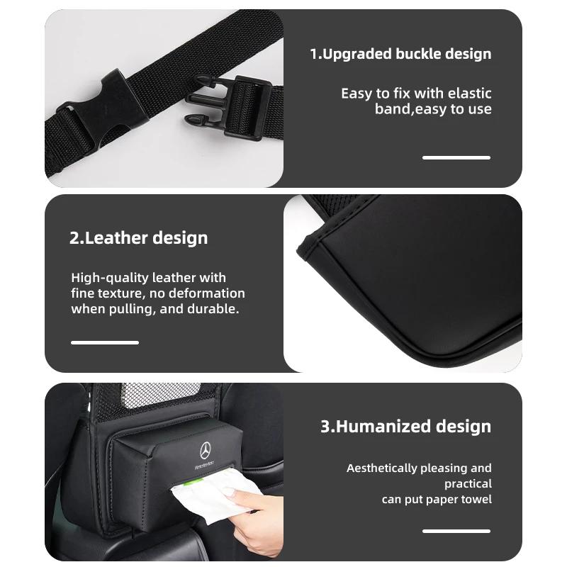 USDEL1 2025 Hot Leather Car Seat Center Console Hanging Storage Bag Pocket For Benz W202 W212 W126 W140 W168 W177 CLS GLE GLC GLS CLA