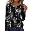 Damen Casual Mode T-Shirt, Vintage Blumendruck, Rundhalsausschnitt, Langarm-Oberteil.