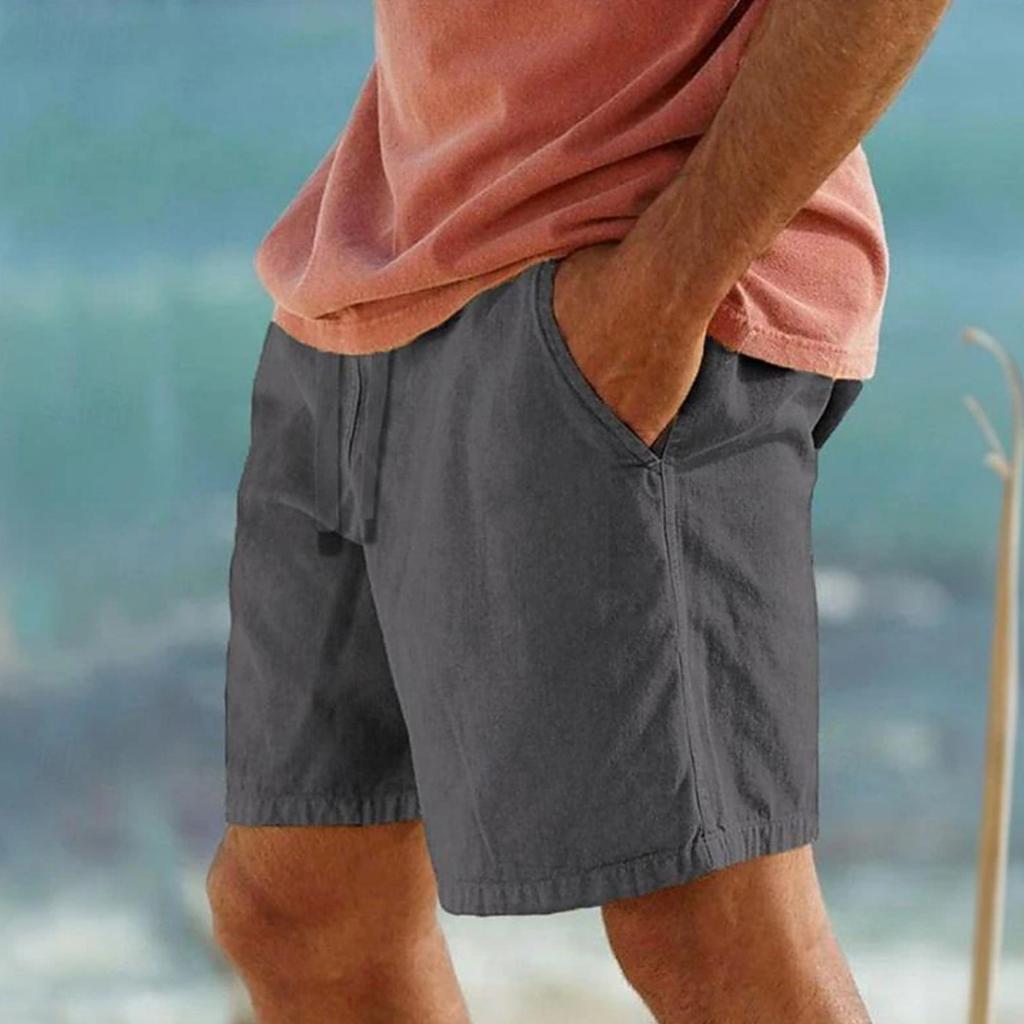 Men's Shorts Pocket Drawstring Elastic Waist Comfortable Breathable Beach Shorts Holiday Linen Fashion Shorts