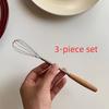1/3 Pezzi Mini Frusta con Manico in Legno, Sbattiuova in Acciaio Inossidabile per Mescolare Uova, Latte, Succo