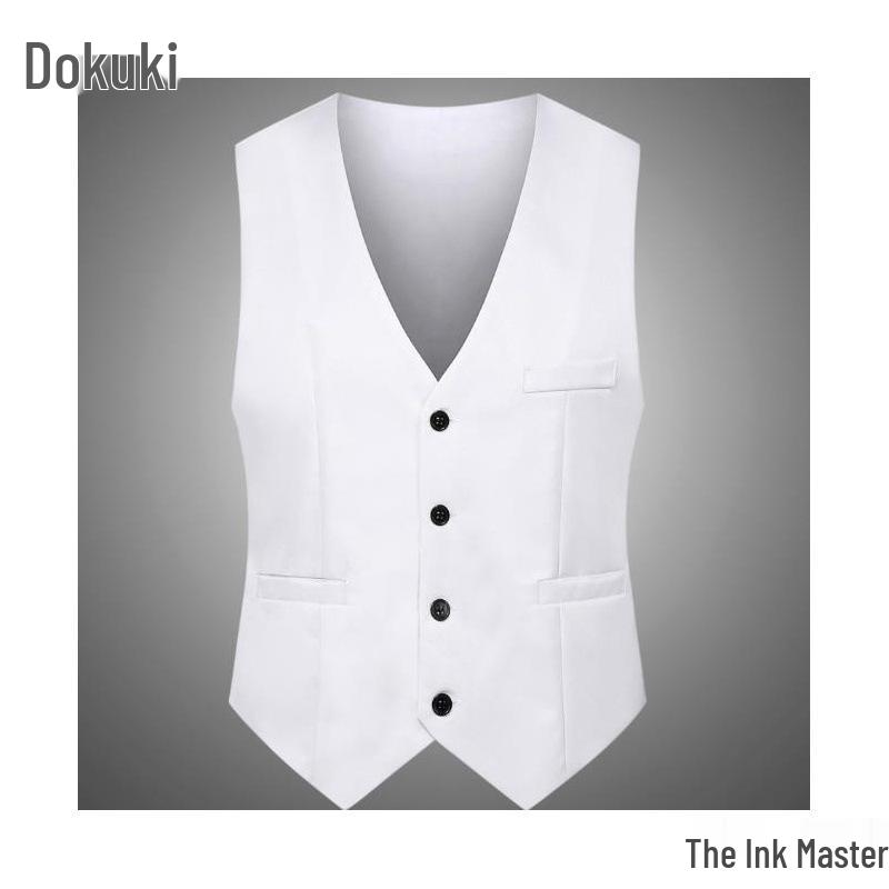 Men's Korean Style Slim Suit Vest - Business Casual for Spring & Autumn, Professional Groomsmen Dress Vest.