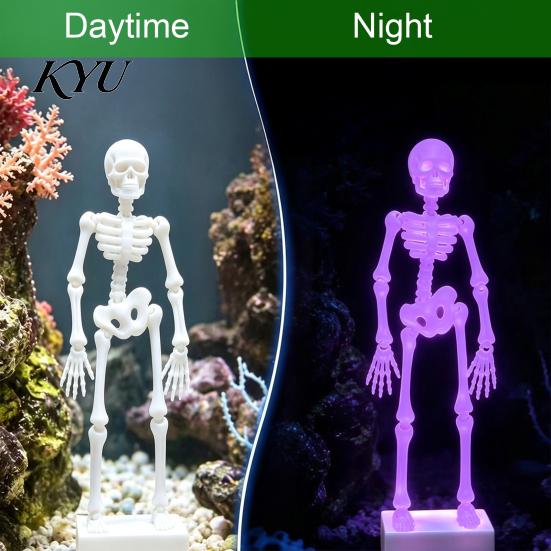 Moving Fish Tank Ornament Dancing Skeleton Aquarium Bubbler, Action Ornament, Glow in The Dark Interactive Decoration Decor, Air-Driven Bubbler