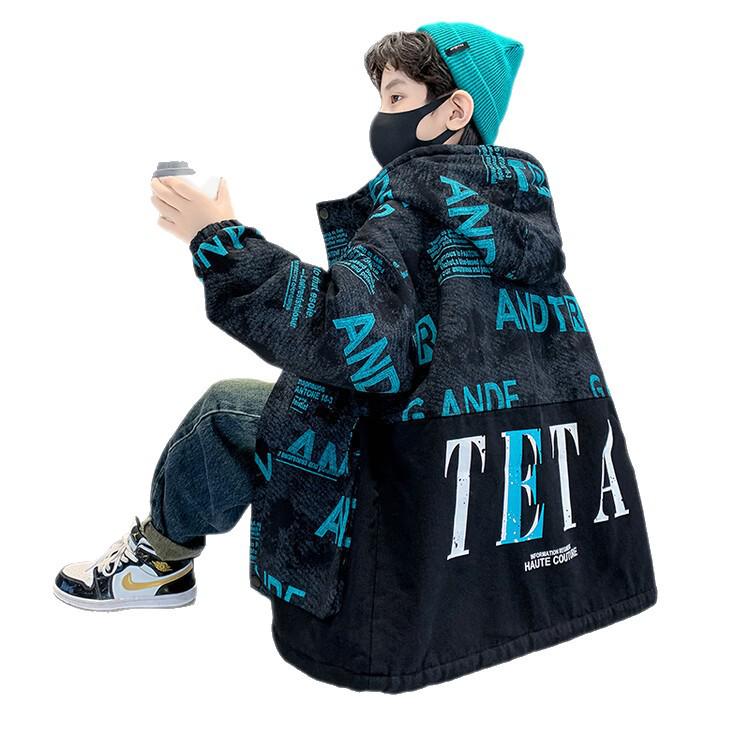 Boys' Fleece-Lined Denim Parka - 2025 Winter Trendy Collection