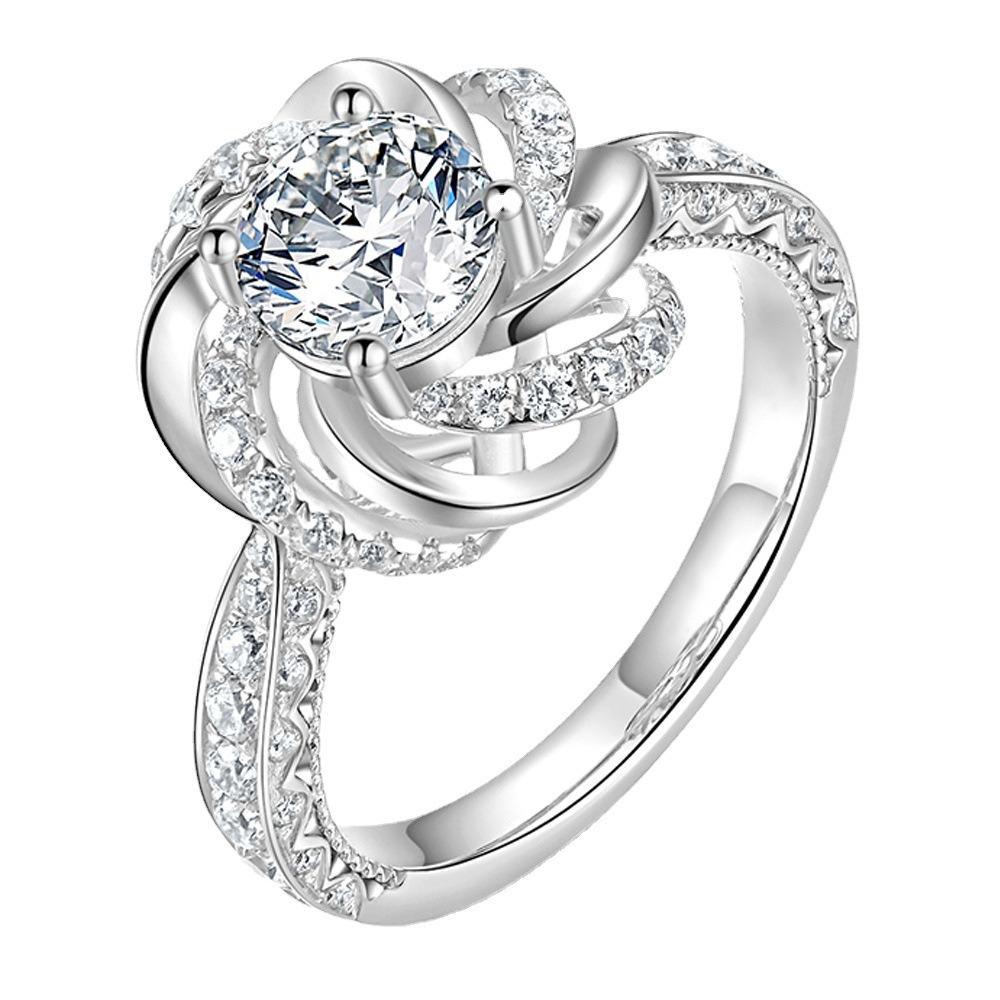 

Open Ring Simulated Moissanite 2 Carats High Carbon Diamond Wedding Jewelry for Women adjustable
