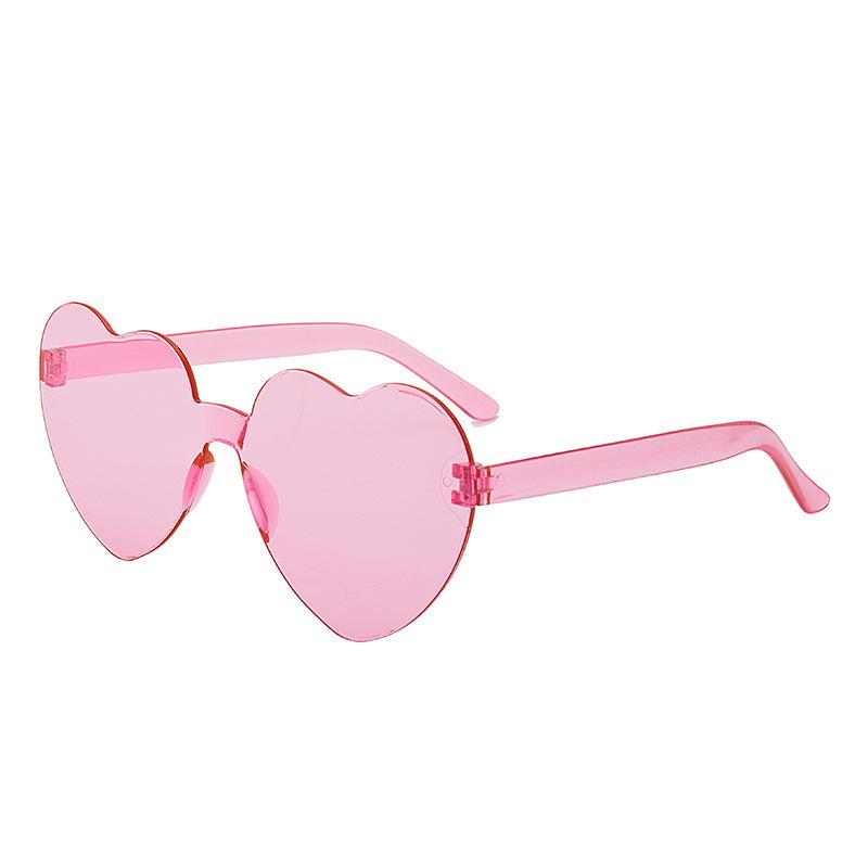 1pc Rimless Heart Sunglasses for Women 2026 New Transparent Pink Purple Love Heart Shades Party Eyewear