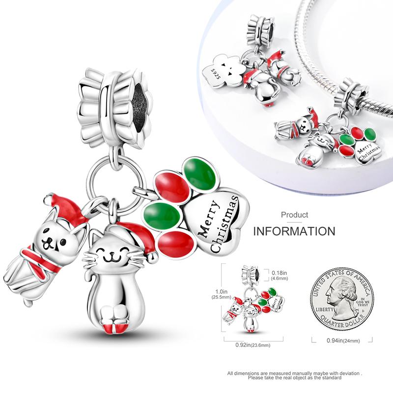 Copper Charms Winter Series Beads Snowman Penguin Pendant Fit Women Original Bracelet Christmas Diy Jewelry Dangle