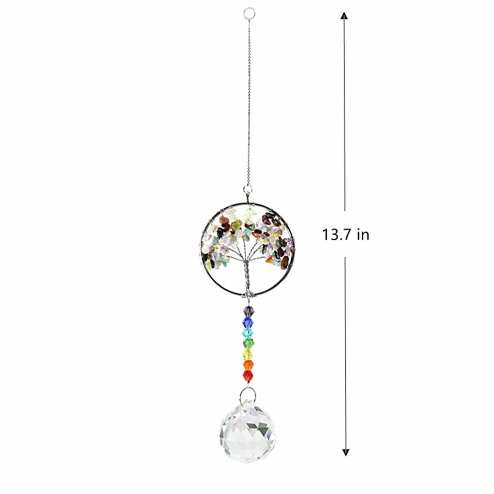 Hanging Crystal Windchimes Handmade Life Tree Pendant Craft Chain Window Car Hanging Ornament Home Outdoor Garden Decor