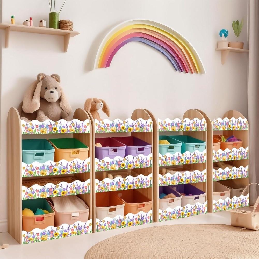 Creative Tulips Chalkboard Board Border Paper Sunflowers Border Paper DIY 7.5cm Border Trim Sticker Handmade Crafts