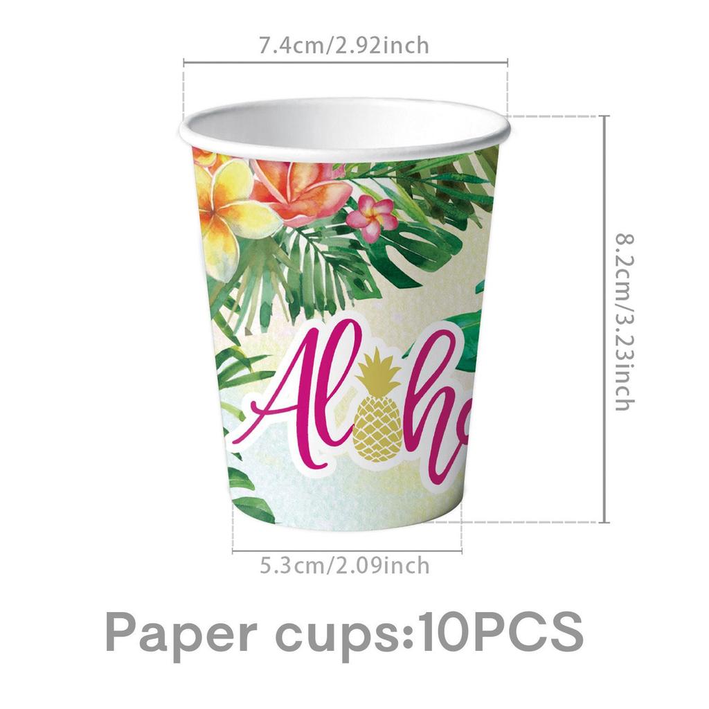 Hawaii Flamingo Summer Party Paper Tableware Set: Plates, Cups, Napkins, Tablecloth, Cutlery