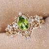 Dazzling Gold Color Inlaid with Round White Green Stone Flower Rings Set Party Engagement Wedding Rings for Women Jewelry