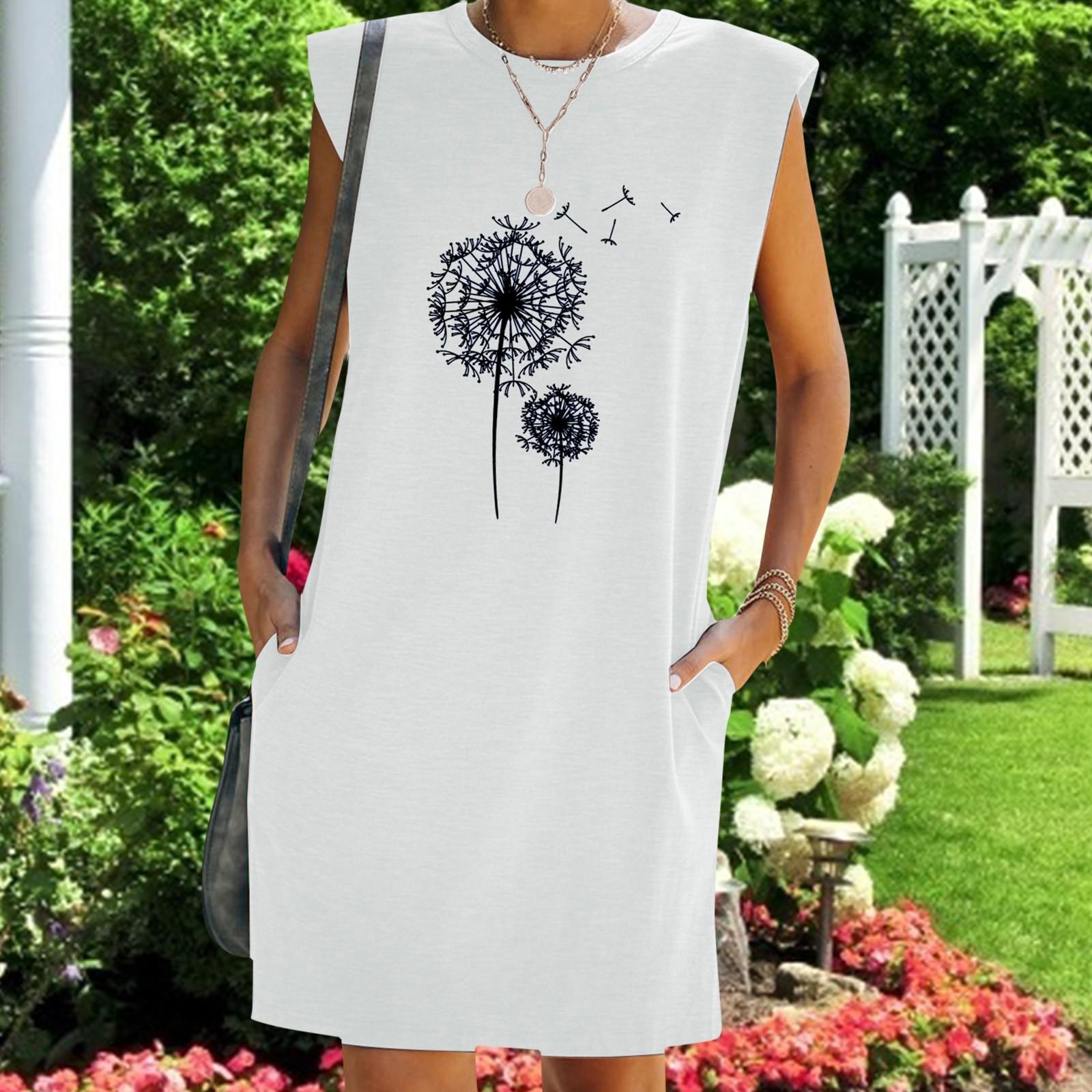 

Женская мода повседневное короткое платье без рукавов с принтом для выпускного вечера L белый