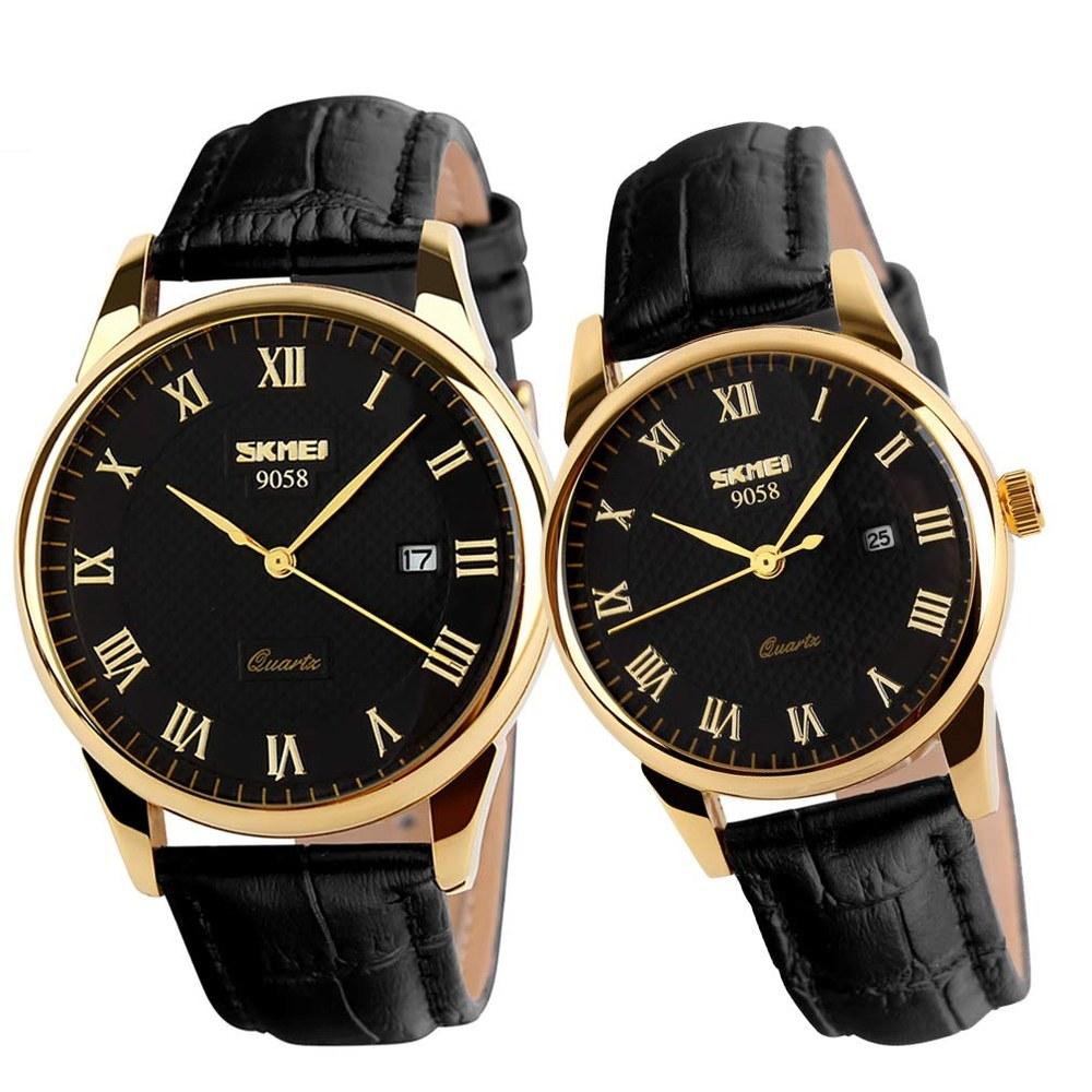 SKMEI Men's Business Wristwatch Waterproof Leather Belt Quartz Analog Casual Simple Date Day Lightweight Classic Gift for Father's Day