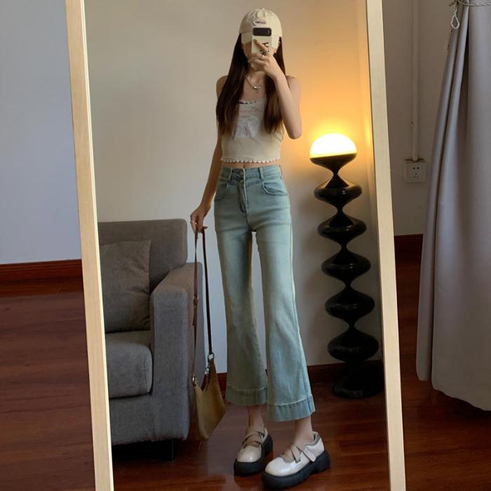 Women s High Waist Flared Jeans – Spring/Summer Elastic Horseshoe Pants XL