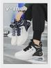 Men's Spring High-Top Casual Dad Sneakers - Trendy Thick-Soled White Korean-Style Running Shoes