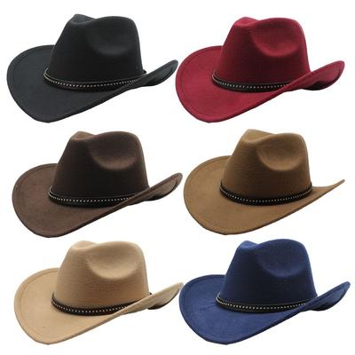 Wide Brim Cowboy Hat Felt Party Cosplay Hat Retro Jazz Hat