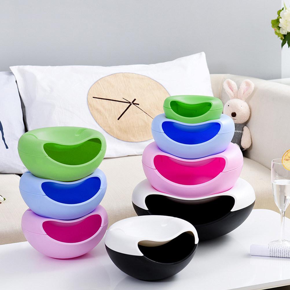Snack Storage Box Dual-Layer Green Large Capacity Fruit Bowl Shell Discard Tray Kitchen Candy Holder Office Storage
