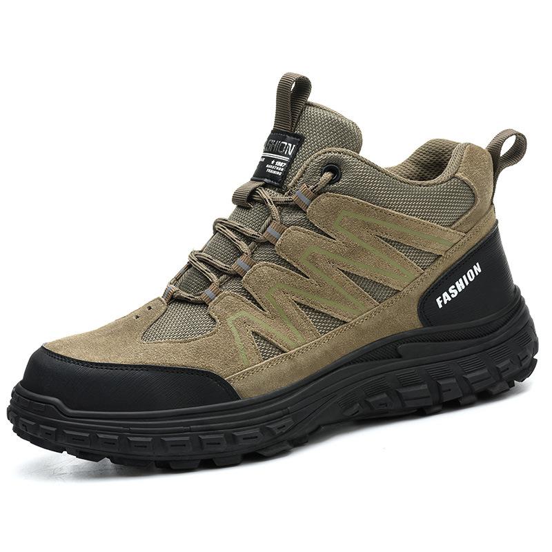 

Модные защитные ботинки со стальным подноском, высокие, мужские, женские, противоскользящие, рабочие, защитные, замшевые, мужские 38 хаки