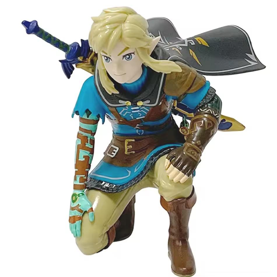 Anime 12CM Legend Of Zelda Link Kingdom Of Tears Squatting Position Figure Statue Game Pvc Handheld Models Toy Ornaments Gifts