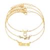 12 Constellation Multilayer Zodiac Anklet Set for Women - Gold Rhinestone High-End Jewelry, 3-Piece